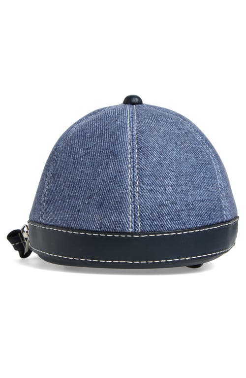 Shop Jw Anderson Medium Denim & Leather Cap Crossbody Bag In Blue