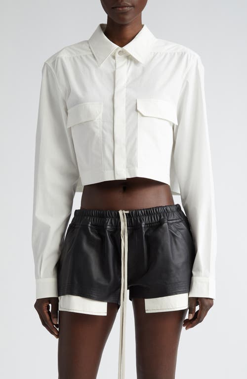 Rick Owens Lido Crop Long Sleeve Cotton Shirt Milk at Nordstrom, Us