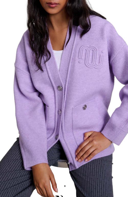 Shop Maje Longline Cardigan In Parma Violet