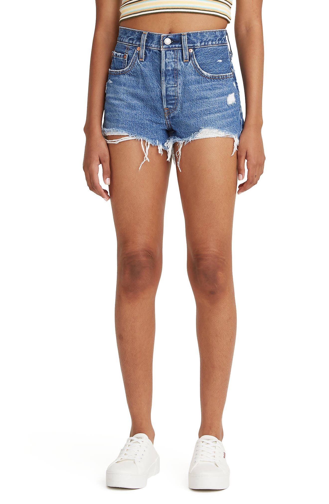 levi denim ripped shorts