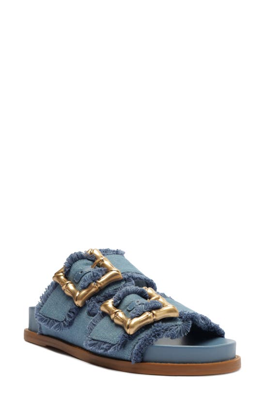 Shop Schutz Enola Slide Sandal In Azul/ Summer Jeans