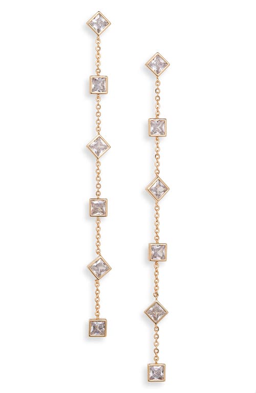 Ettika Geo Cubic Zirconia Linear Drop Earrings in Gold at Nordstrom