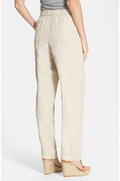 Calvin Klein Roll Tab Linen Blend Pants | Nordstrom