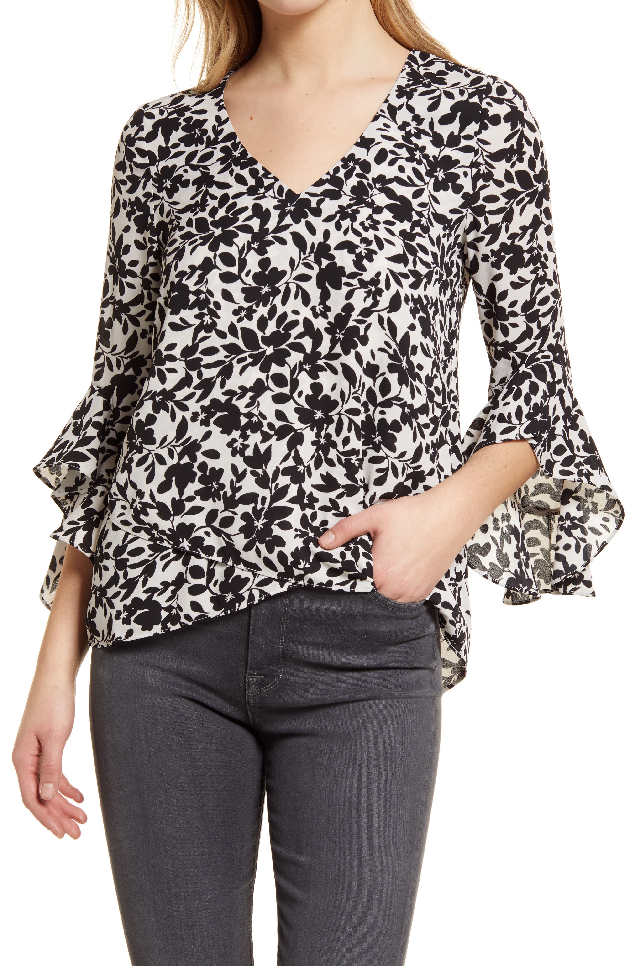 vince camuto flutter cuff blouse