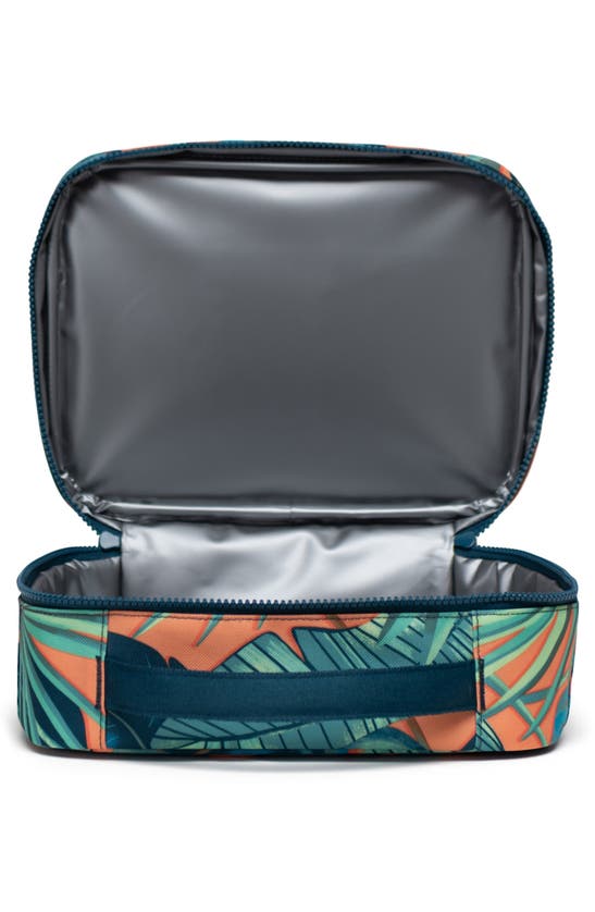 Shop Herschel Supply Co Kids' Pop Quiz Recycled Polyester Lunchbox In Tangerine Palm Leaves