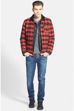 Brixton 'Cass' Quilted Check Flannel Shirt Jacket with Corduroy Collar ...