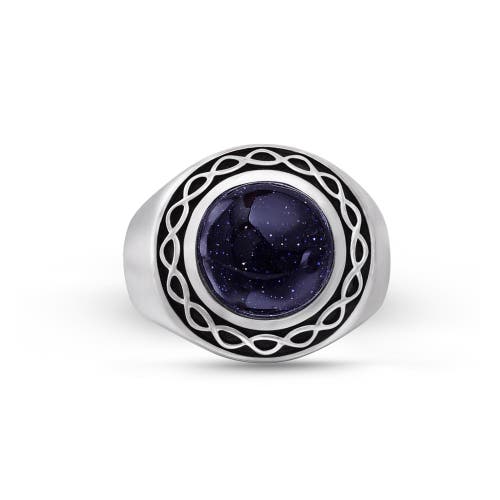 Shop Luvmyjewelry Blue Sand Stone Sterling Silver Men Signet Ring