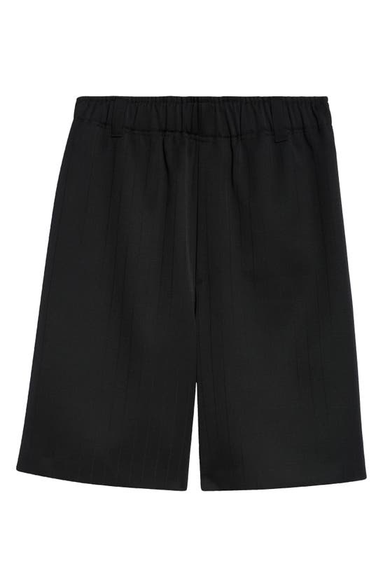 Shop Jacquemus Le Bermuda Juego Oversize Wool Shorts In Jacd Pinstripe Black