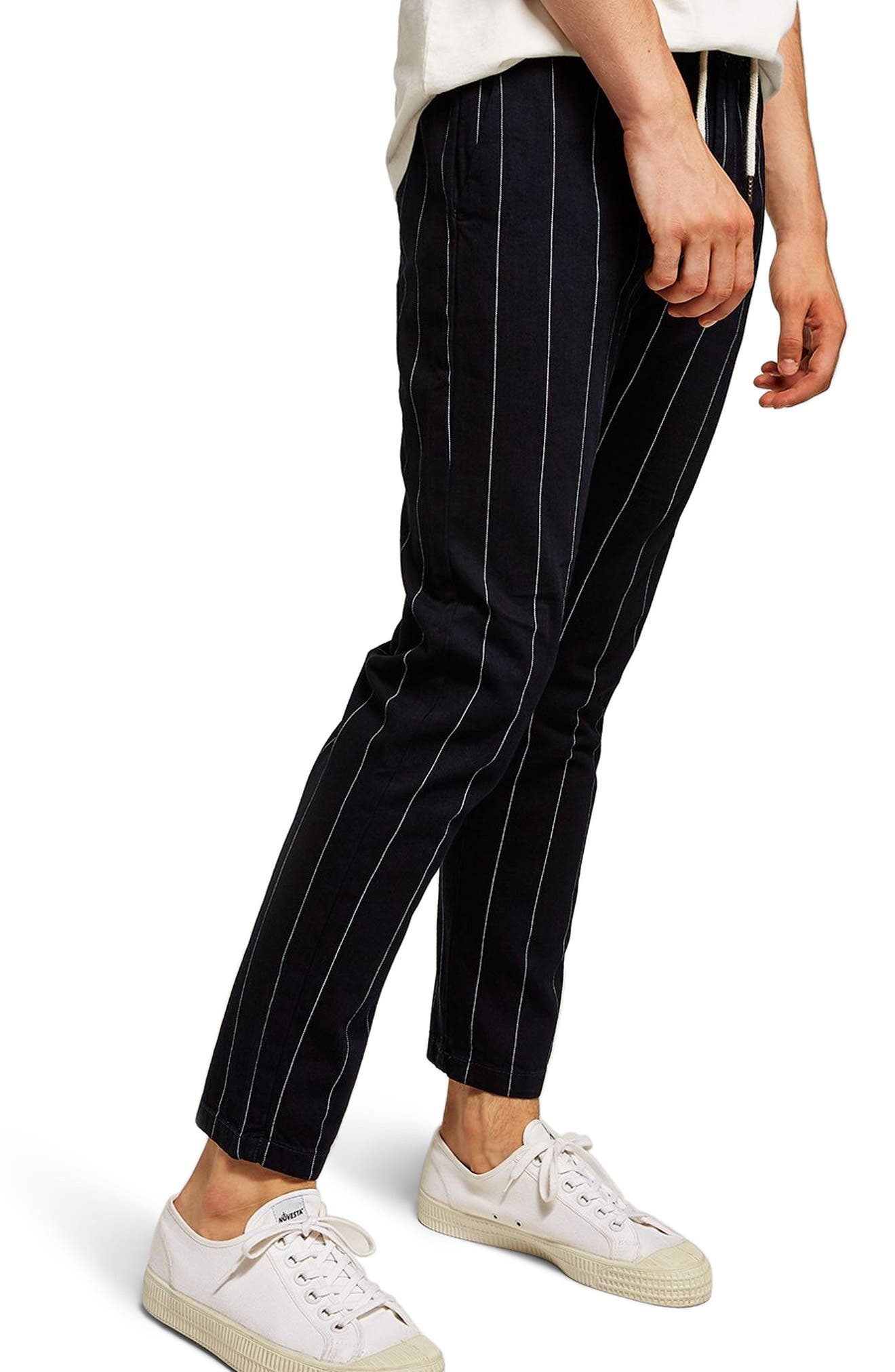 skinny pinstripe trousers