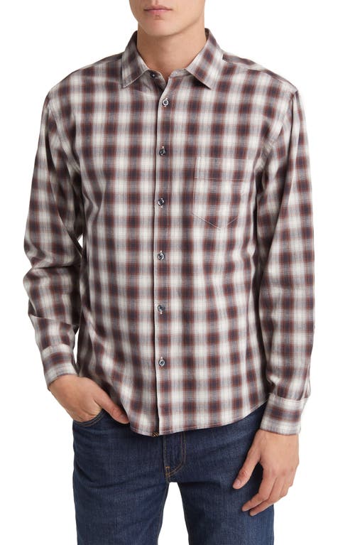 Billy Reid Tuscumbia Shadow Plaid Regular Fit Cotton Button-Up Shirt in Natural/Brown Multi at Nordstrom, Size Large