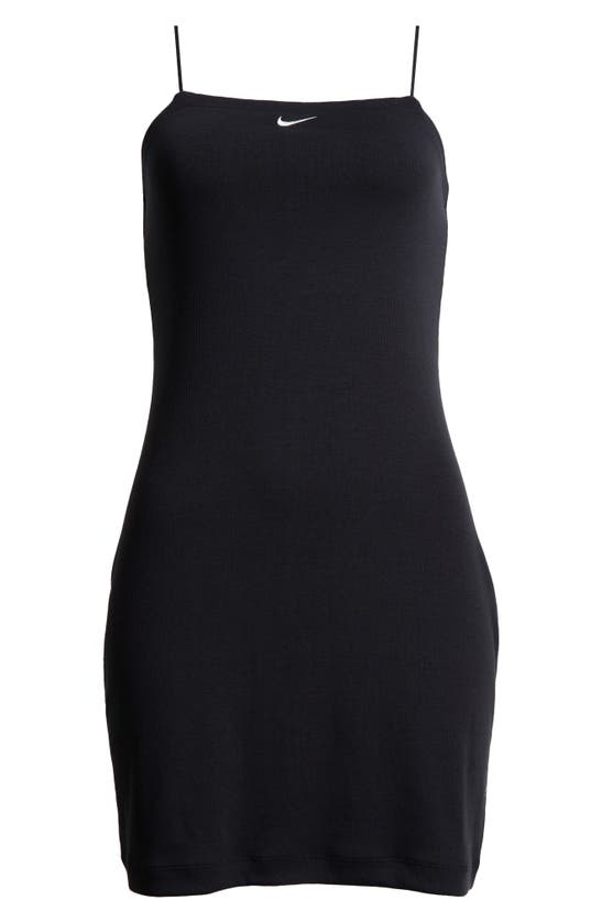 Shop Nike Sportswear Chill Knit Mini Rib Cami Minidress In Black/ Sail