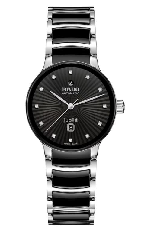 RADO Centrix Diamond Ceramic Bracelet Watch in Black at Nordstrom