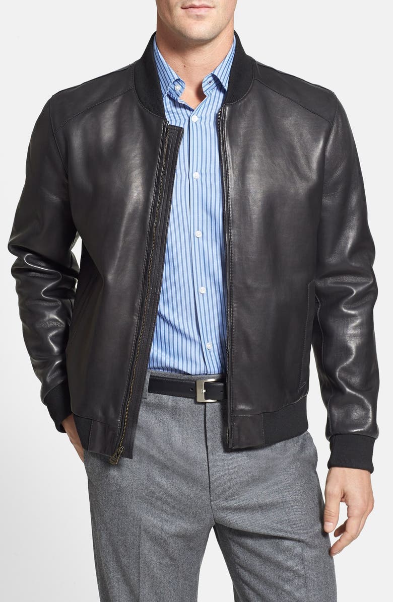 Cole Haan Bonded Leather Varsity Jacket | Nordstrom