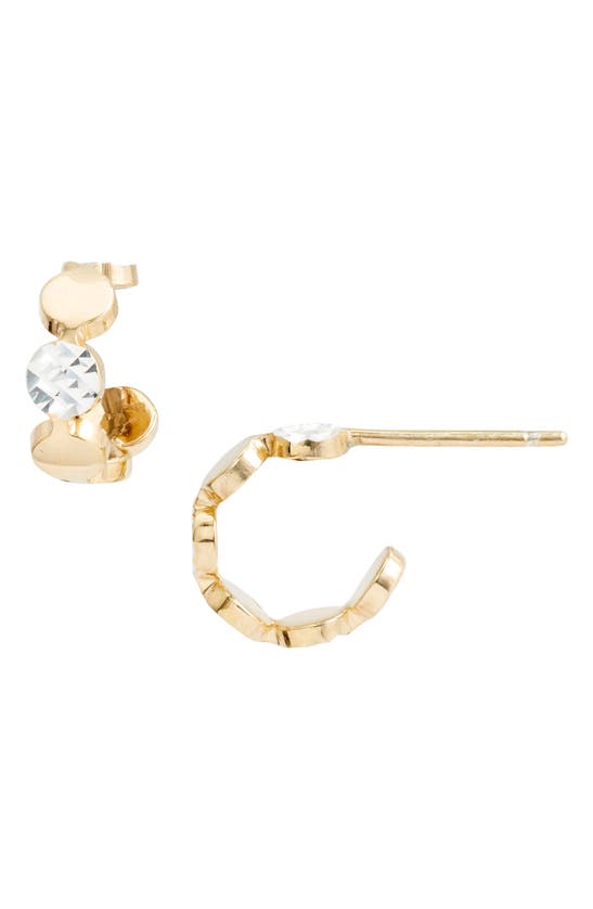 Click to view more detailed imagery on our partner's website Jennifer Zeuner Bea Two-tone Huggie Hoop Earrings In Yellow Vermeil