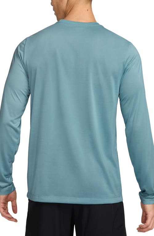 Shop Nike Legend Long Sleeve Dri-fit Training T-shirt In Denim Turquoise/black