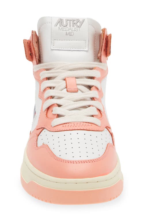 Shop Autry Medalist Mid Sneaker In White/sashimi