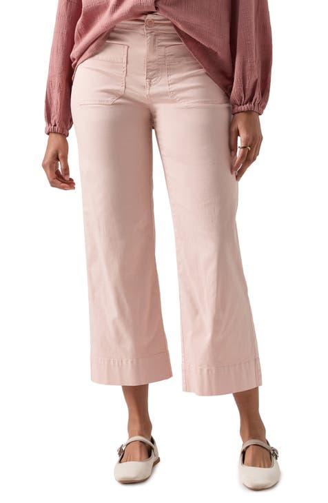 HFENGKG Pink Pants for Women Striped Wide Leg Trousers Female