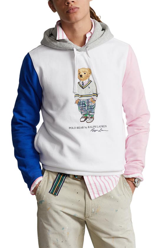 Men's Polo Ralph Lauren Preppy Polo Bear Tri-Color Colorblock Pullover  Hoodie 