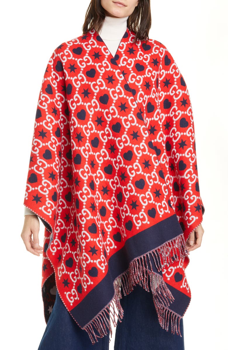 Gucci Reversible GG Wool Poncho | Nordstrom