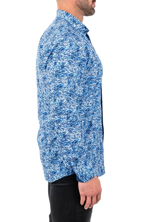 Maceoo Einstein Stretchie Cubes Button-up Shirt In Blue