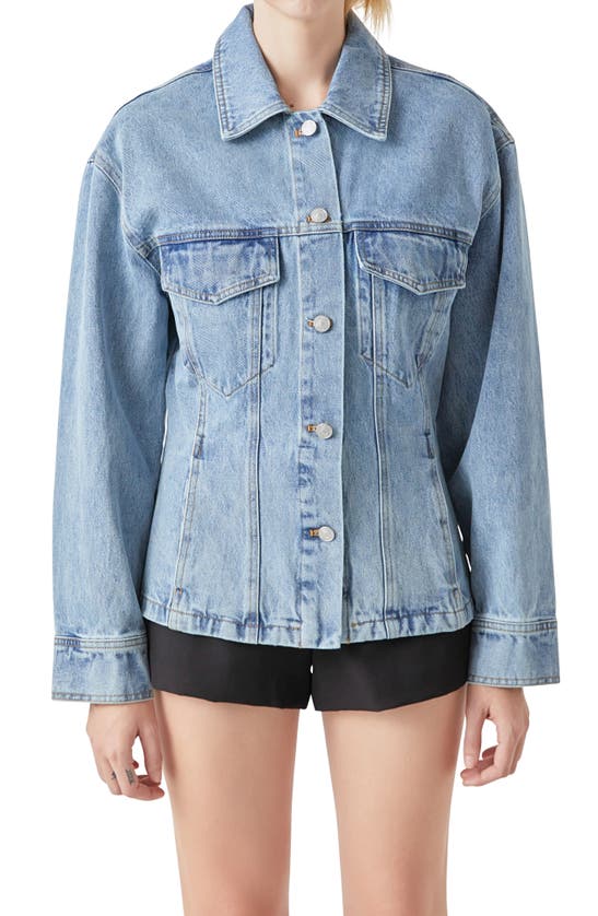 Grey Lab Fitted Denim Jacket In Blue