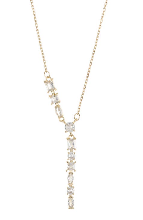 Multi-Shape Cubic Zirconia Lariat Necklace