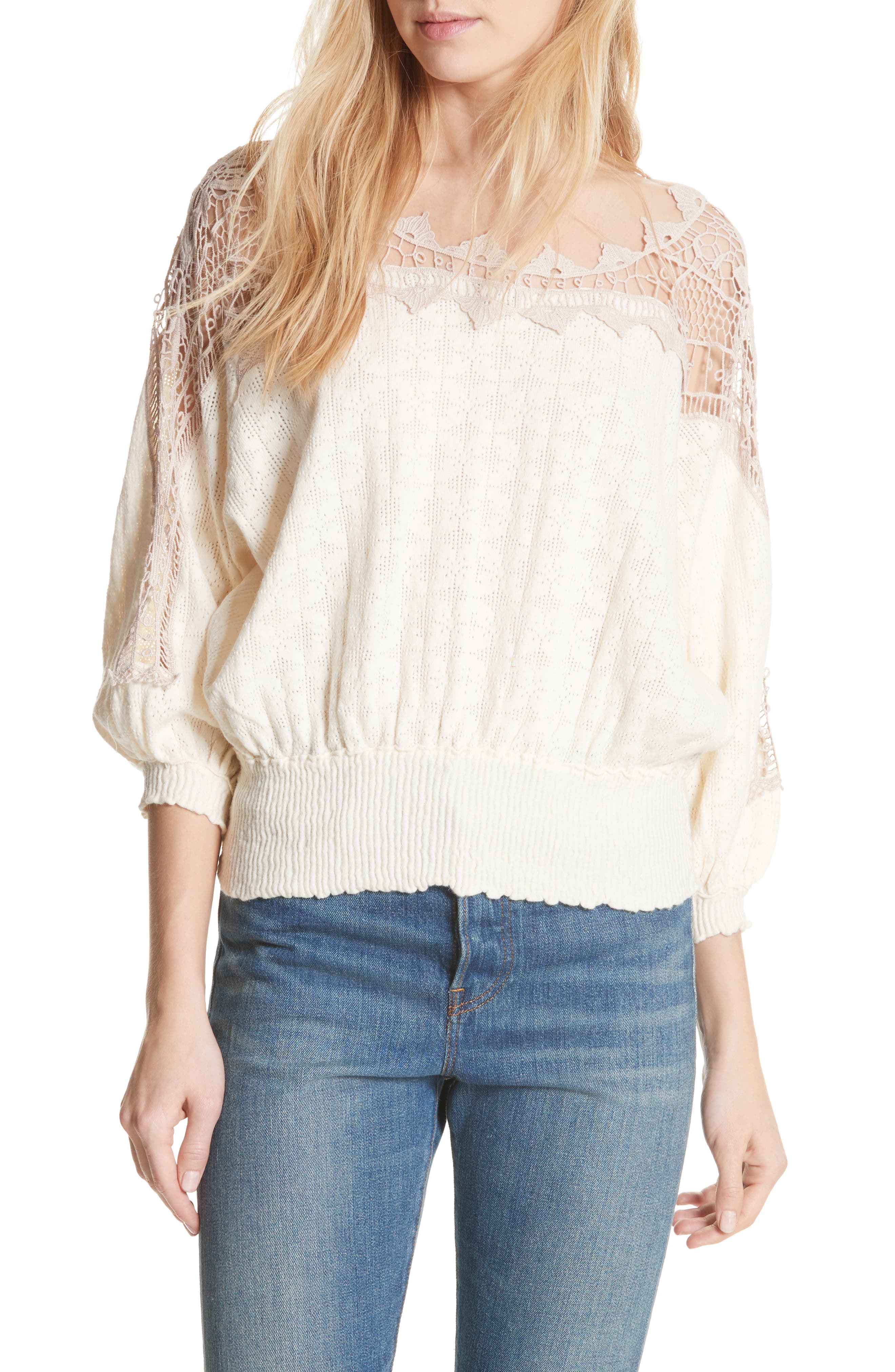 free people lace sweater