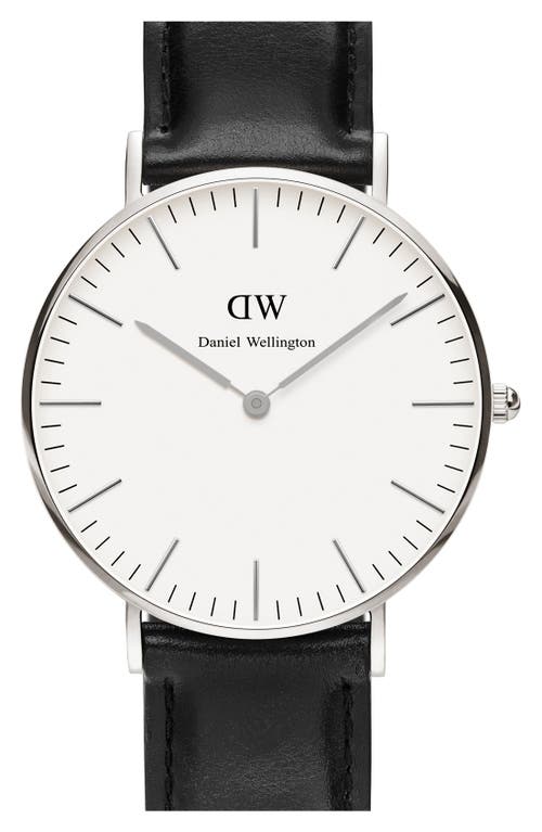 Daniel Wellington 'classic Sheffield' Leather Strap Watch, 36mm In Black