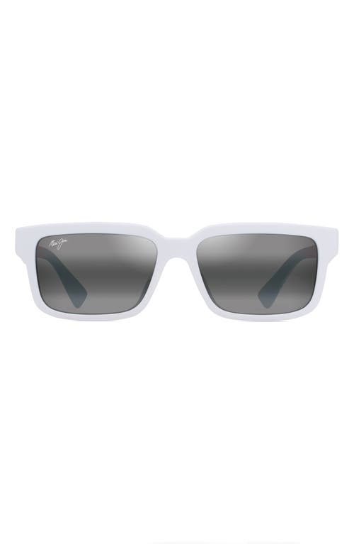 Shop Maui Jim Hiapo 56mm Polarizedplus2® Gradient Square Sunglasses In Matte White