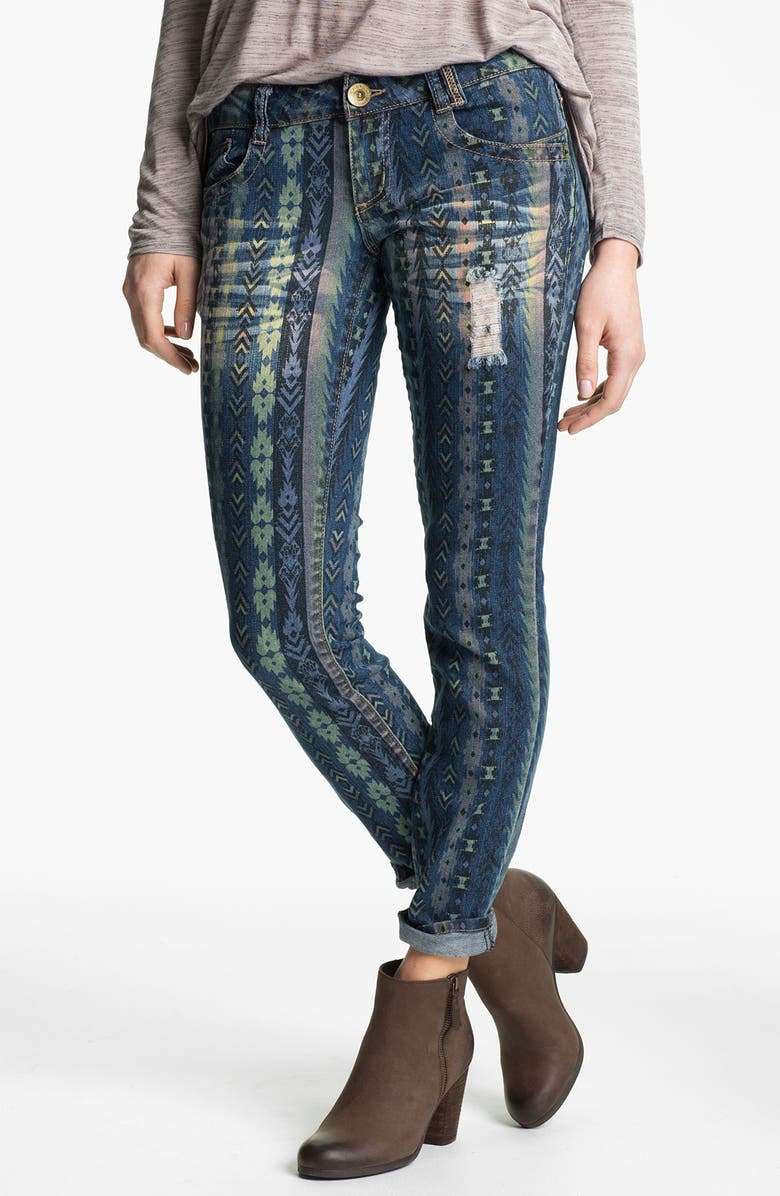 Jolt Destroyed Print Denim Skinny Jeans (Juniors) | Nordstrom