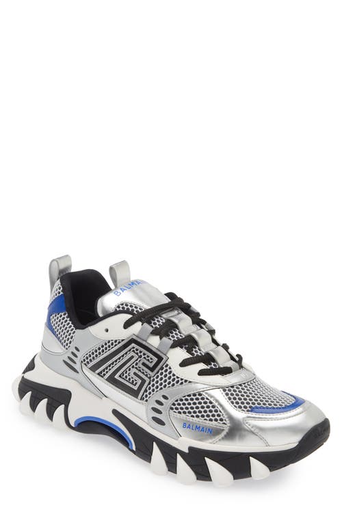 Balmain B-East Mixed Media Sneaker in Silver/multi at Nordstrom, Size 8Us