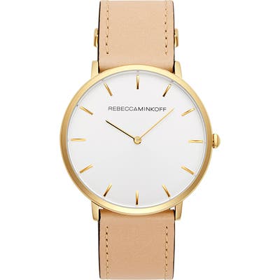 Rebecca Minkoff Major Leather Strap Watch, 40Mm