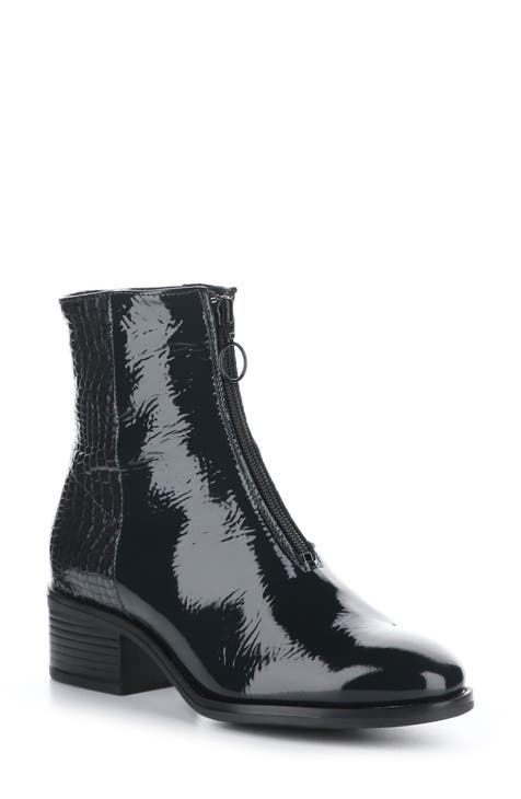 black patent ankle boots