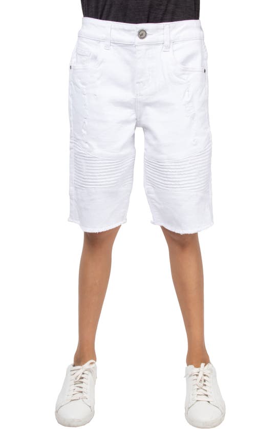 X-ray Xray Kids' Moto Distressed Denim Shorts In White