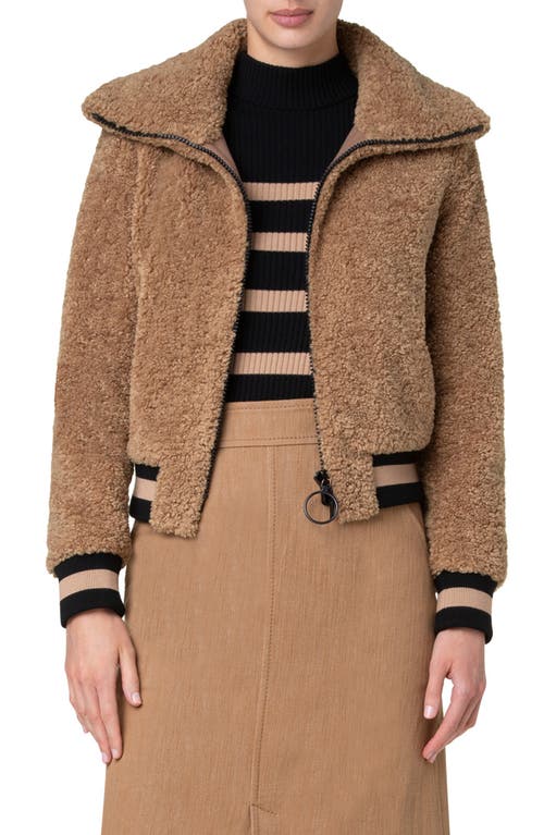 Akris Punto Faux Shearling Bomber Jacket In Caramel
