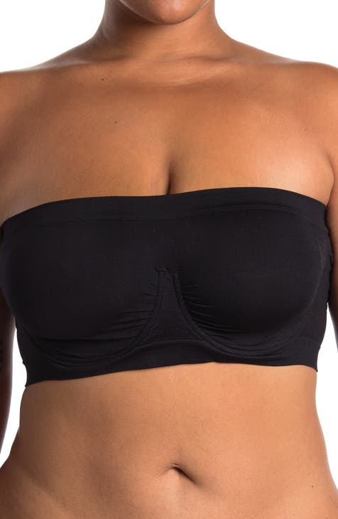 Womens Strapless Bra Silicone-Free Minimizer Bandeau Plus Size Unlined  Beige 36C