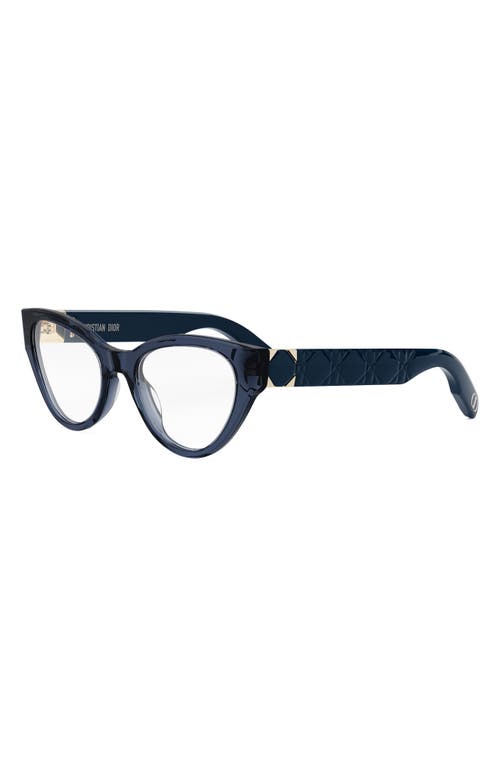 Shop Dior Lady 95.22 B1i 52mm Cat Eye Optical Glasses In Shiny Blue