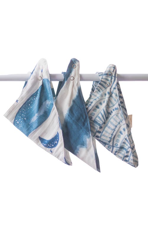 Crane Baby 3-pack Cotton Muslin Bandana Baby Bibs In Blue