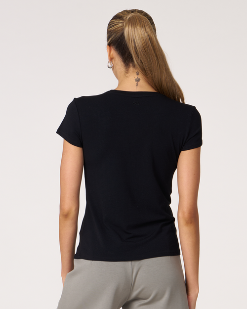 Shop Rebody Active Rebody Essentials Fitted Short Sleeve Top In Black