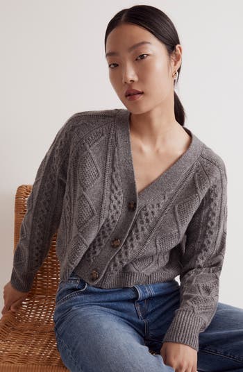 Madewell Cable Knit Crop Cardigan | Nordstrom