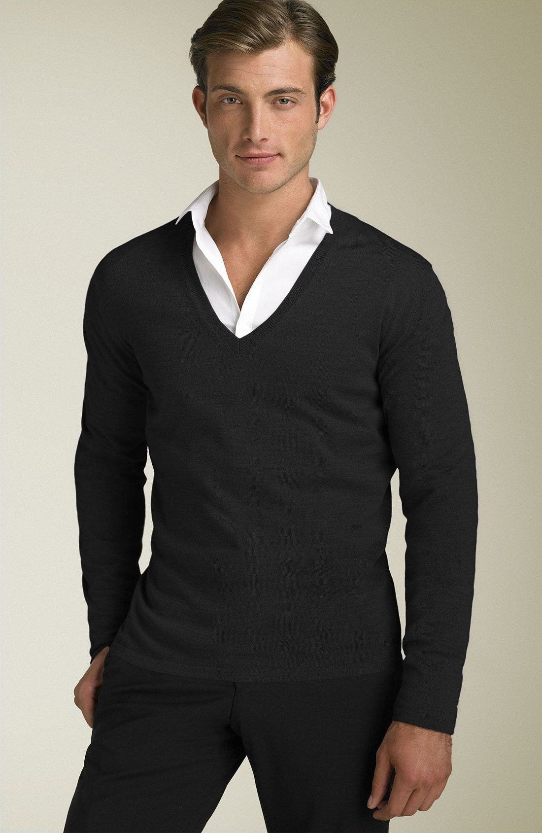 hugo boss merino wool v neck sweater