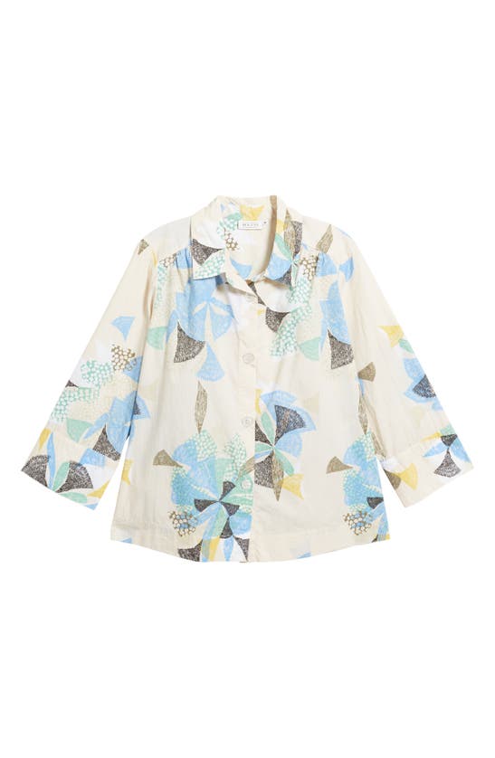 Shop Masai Copenhagen Idaki Abstract Floral Print Cotton Button-up Shirt In Marina