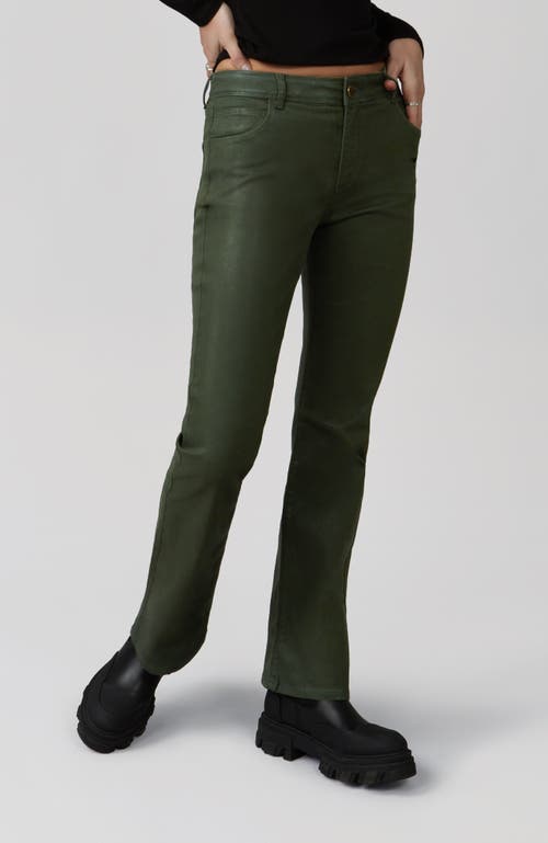 Lola Jeans Billie High Rise Bootcut Jeans In Coated Dark Olive
