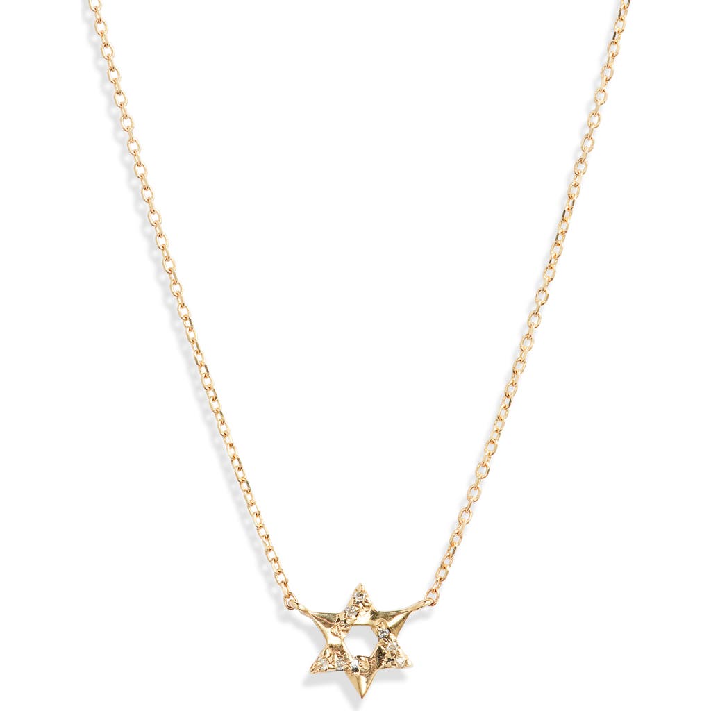 Anzie Love Letter Pavé Diamond Star Of David Necklace In Yellow Gold/diamond