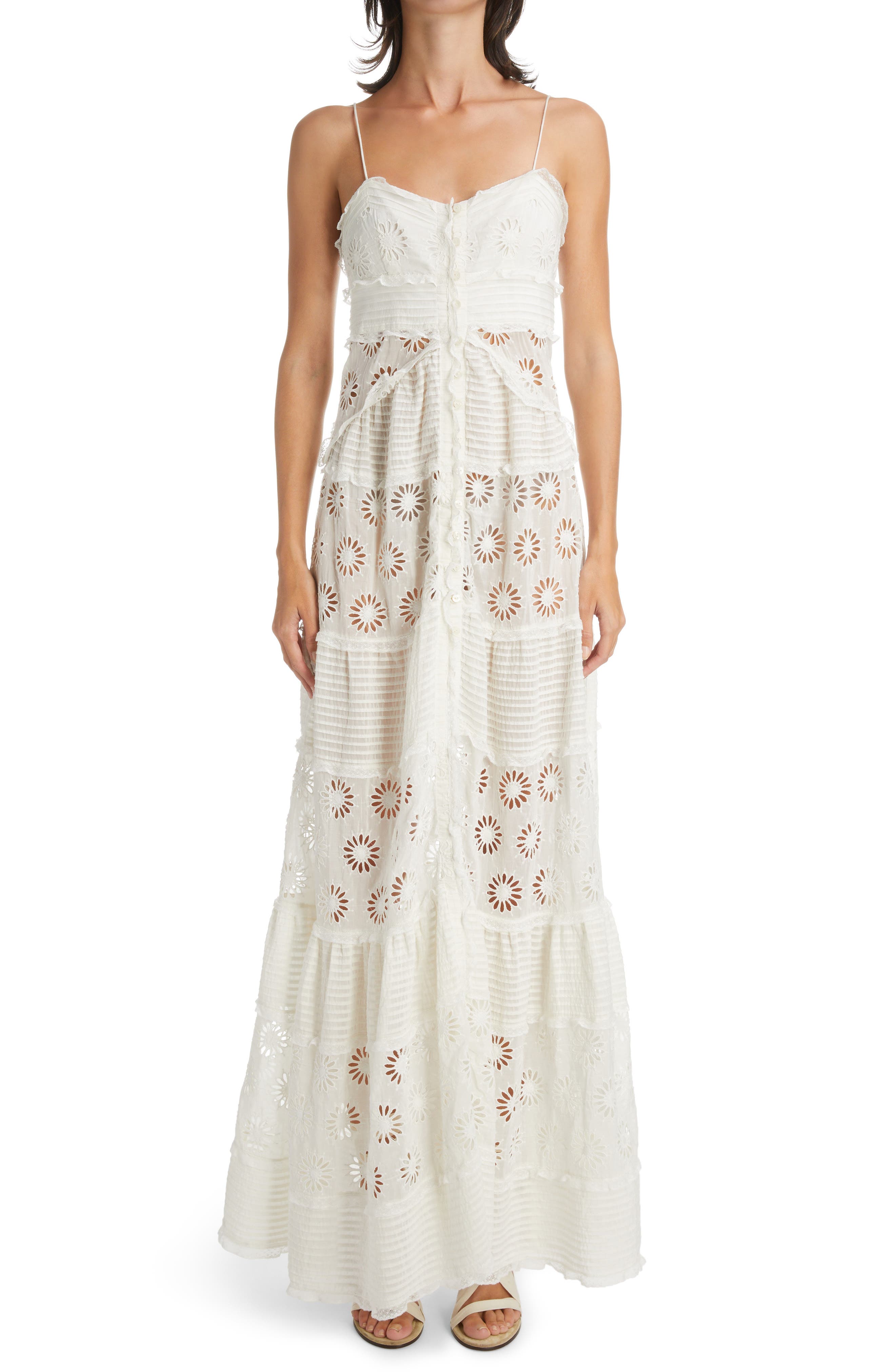 Floral Eyelet Cotton ☀ Silk Maxi Dress ...