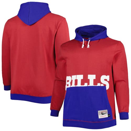 Men's Mitchell & Ness Red/Royal Buffalo Bills Big & Tall Big Face Pullover Hoodie