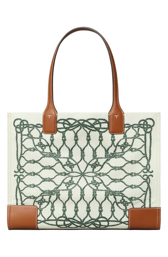 Tory Burch Ella Printed Small Tote In Ivory Abstract Rope