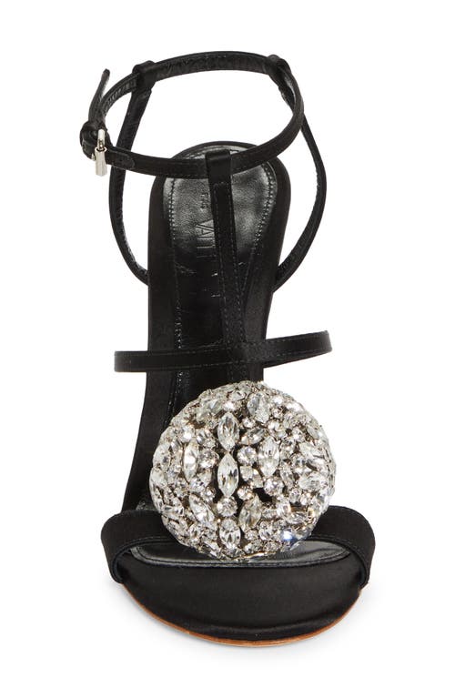 Giambattista Valli Crystal Ball Ankle Strap Cage Sandal In Black/crystal