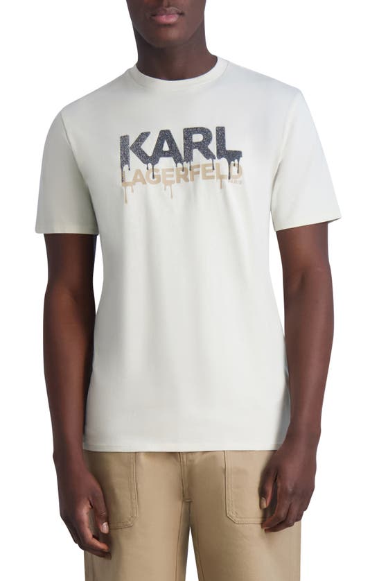 Karl Lagerfeld Drip Logo Graphic Print T-shirt In Natural