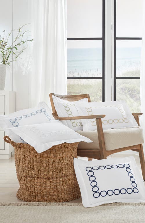 Sferra Catena Cotton Percale Boudoir Pillow Sham In White/ Sand